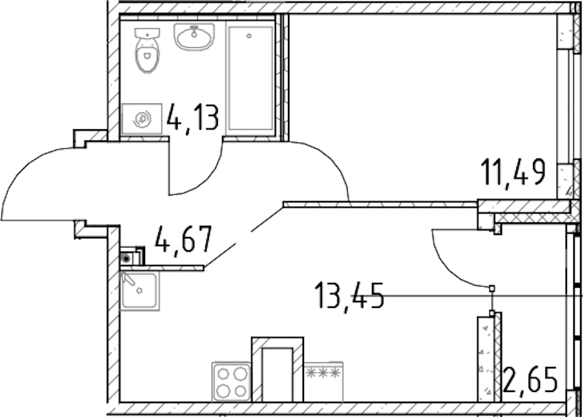 1-комнатная квартира 33.74 м², 17/23 эт., ЖК «Город Первых»